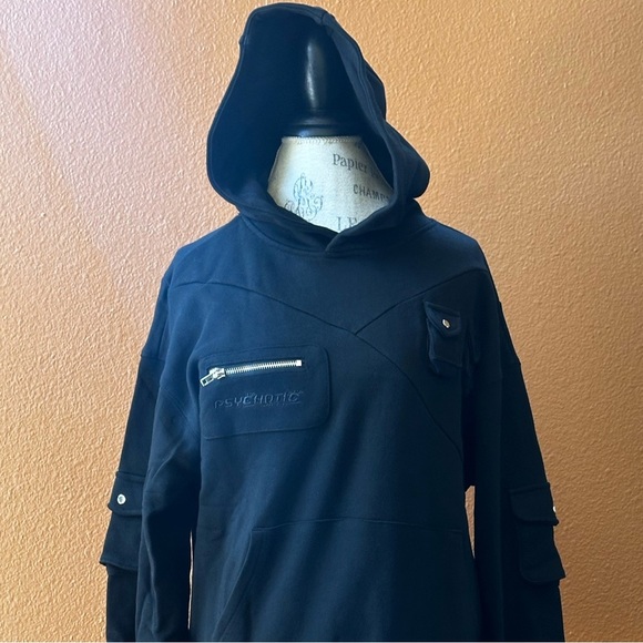 Tamed Psychotic Black “Utility Tech”Hoodie Men’s Medium New Without Tags! - Picture 13 of 16